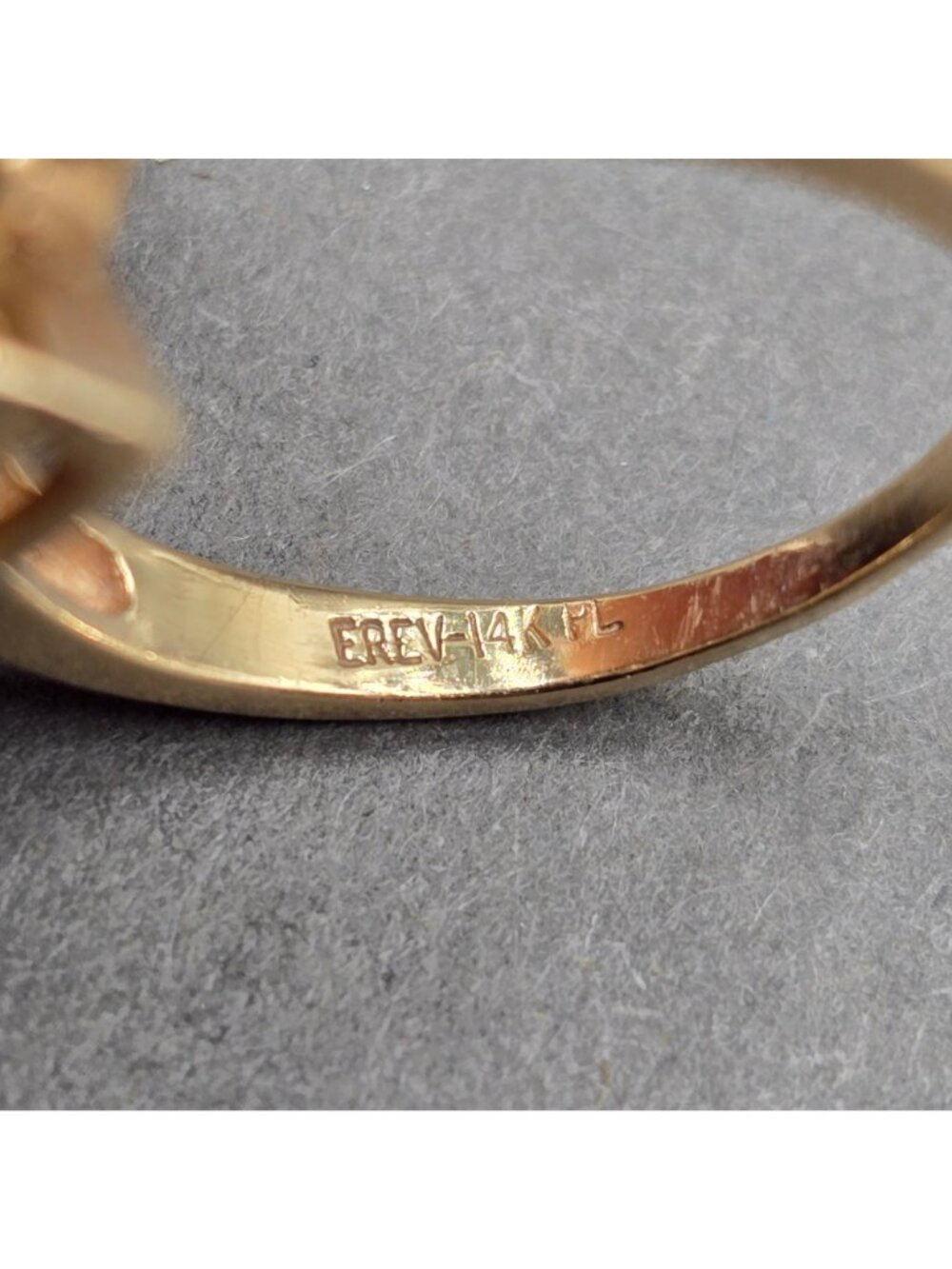 14K Gold Garnet Diamond Vintage Cocktail Ring Size 7 Signed EREV Band - Picture 7 of 16